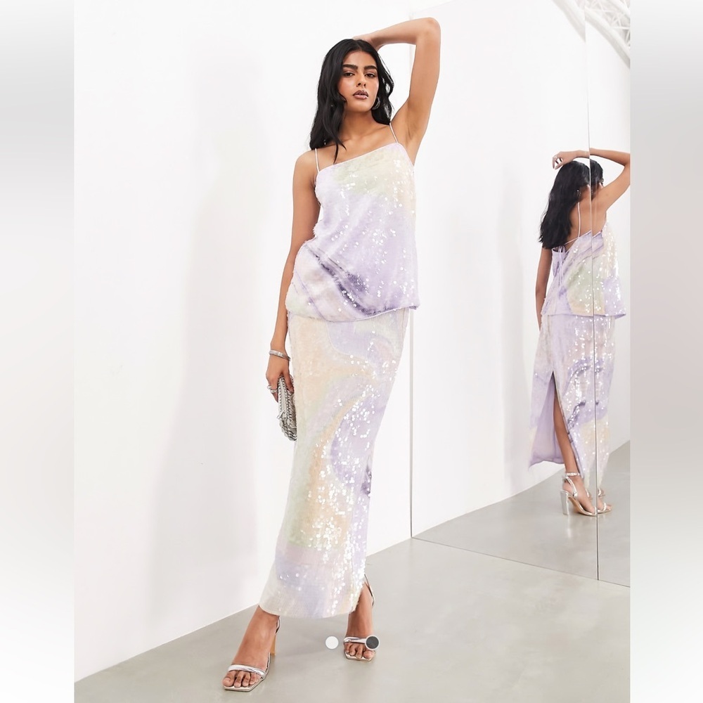 NWT ASOS Abstract Print Sequin Set - Pastel Hues - Picture 2 of 8
